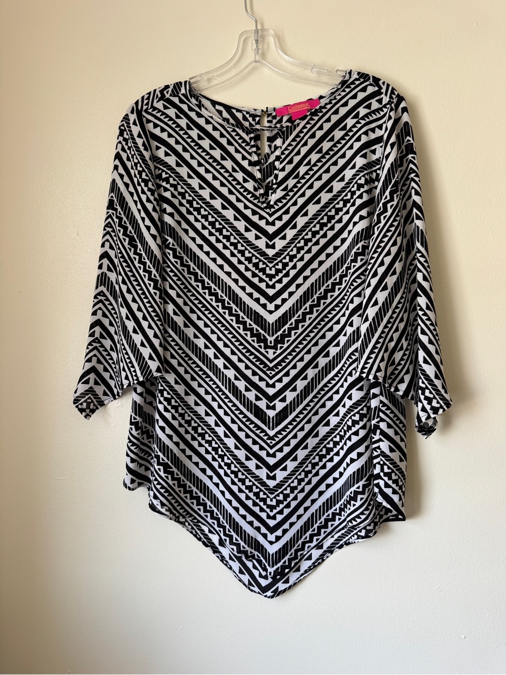 Catherine Malandrino Black White Geometric Tunic Size S